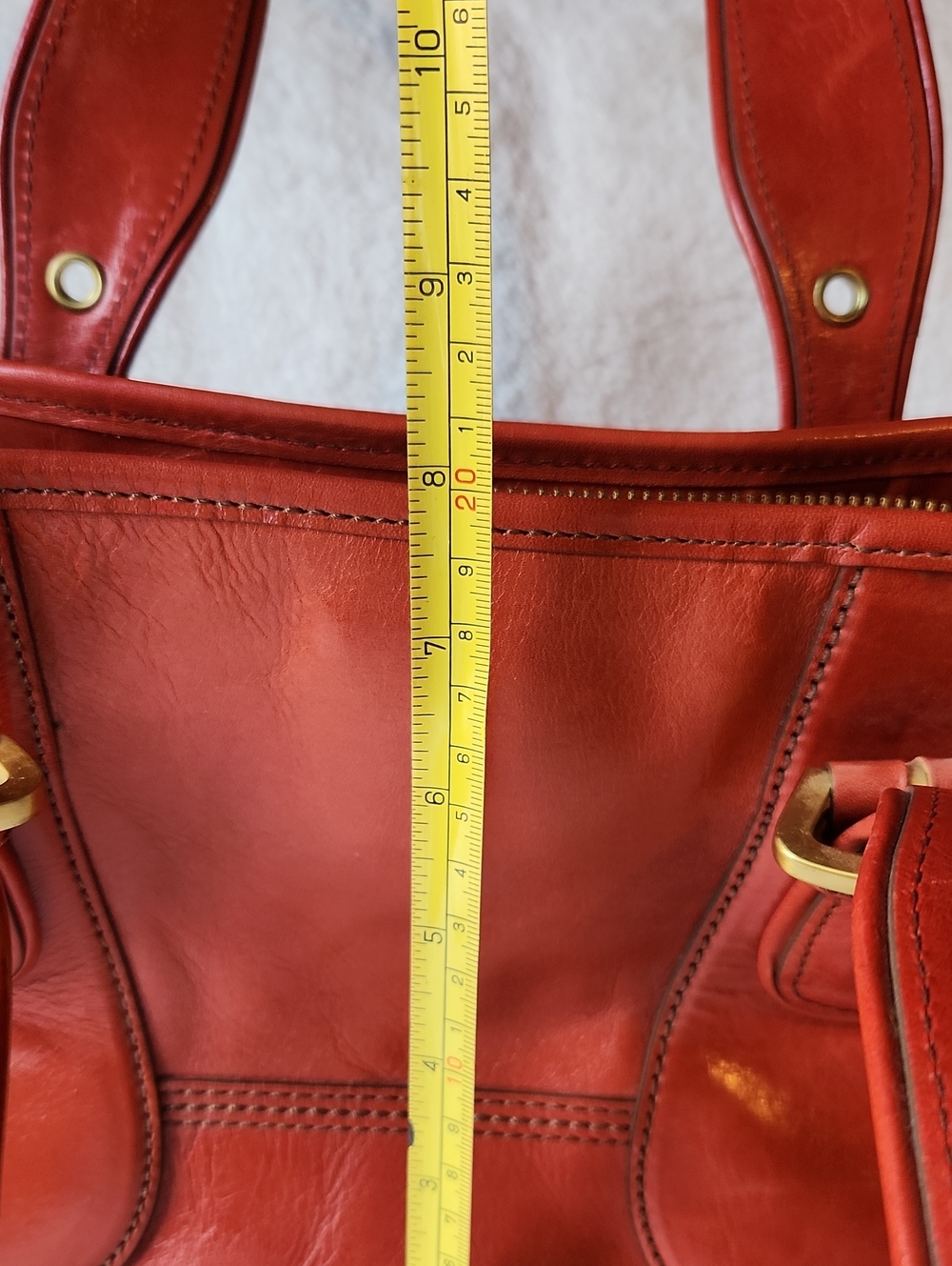 Vintage MAXX NEW YORK, Red Glossy, Red Cow Leather Y2K, 90s , Hand Bag - Picture 14 of 15
